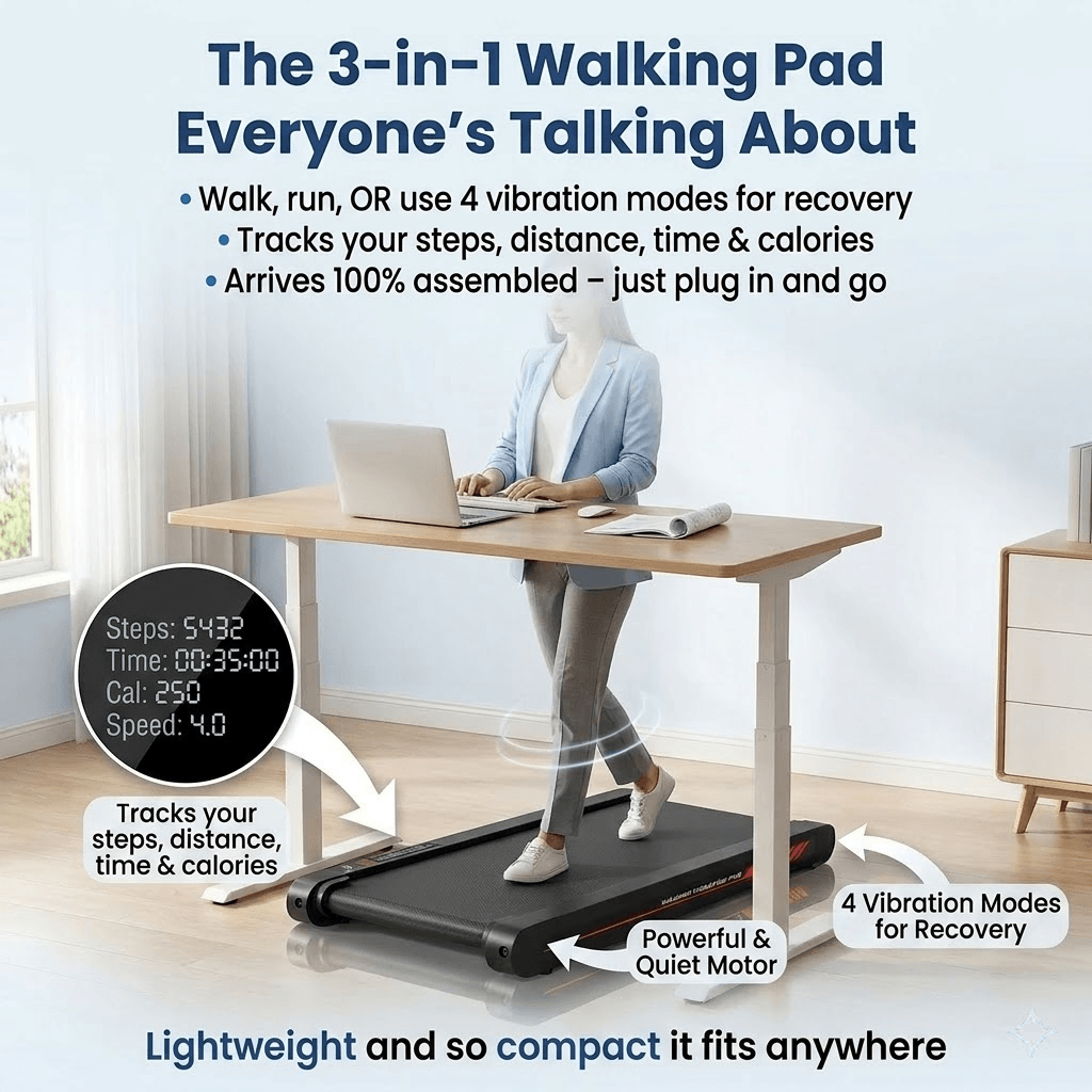 Myserava™ 3-in-1 Under-Desk Walking & Vibration Pad